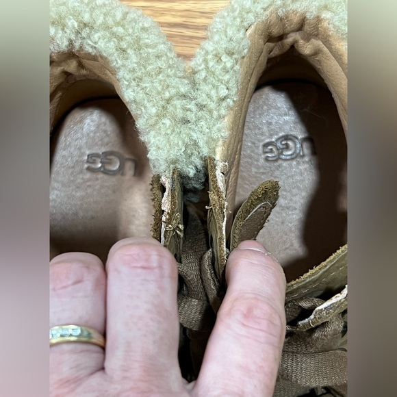 UGG Olive 1019716 Chestnut Leather High Top Lace Up Sneaker Shoes Womens Size 7 - Picture 3 of 11